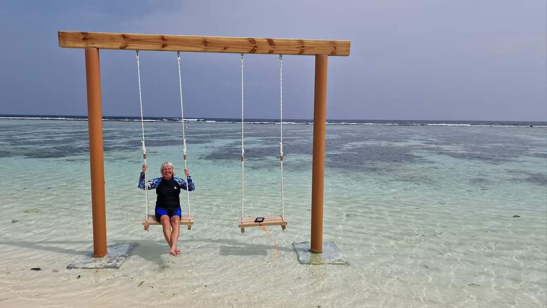 A swing in the sea in the Maldives