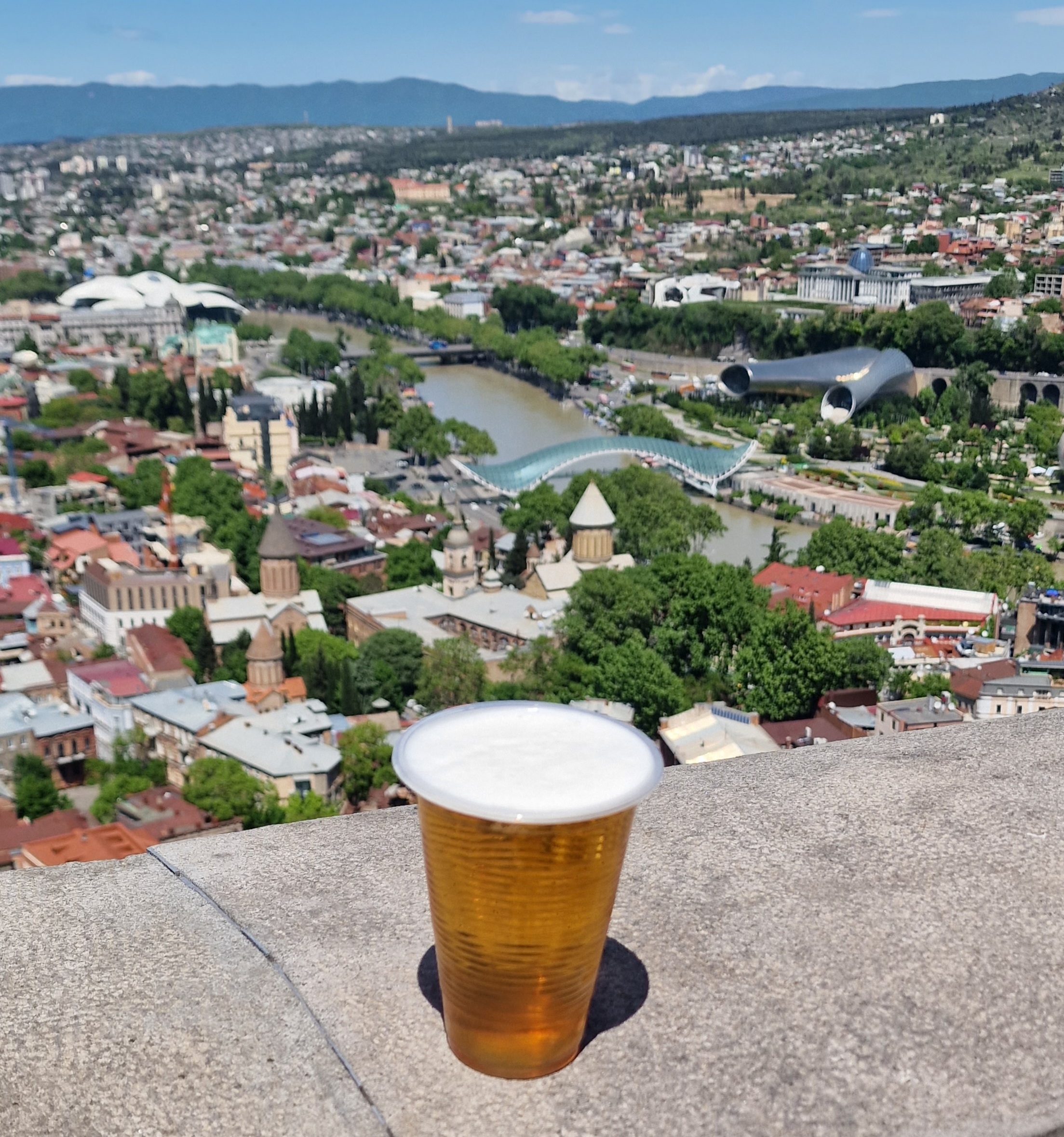 A beer with a view at Tbilisi fortress